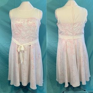 Ivory and Pink custom lace dress 20 Tall